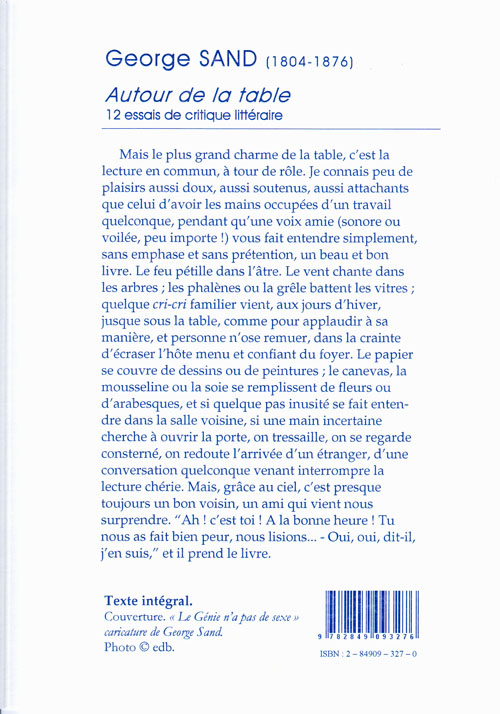 Quatrième de couverture de « Autour de la table »