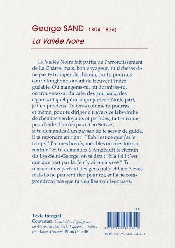 Quatrième de couverture de « La vallée noire »