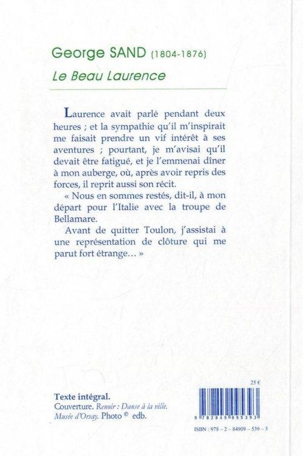 Quatrième de couverture de « Le beau Laurence »
