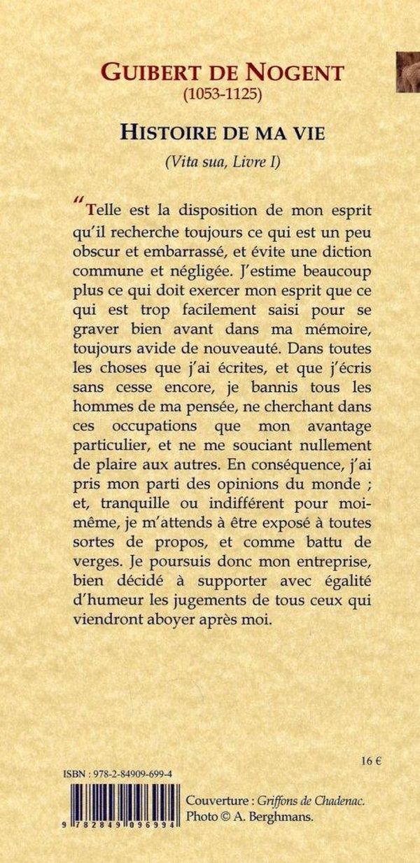 Quatrième de couverture de « HISTOIRE DE MA VIE (1053-1125) »