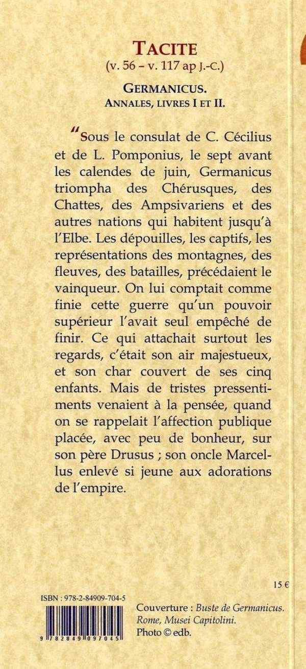 Quatrième de couverture de « GERMANICUS (ANNALES LIVRES 1 ET 2) »