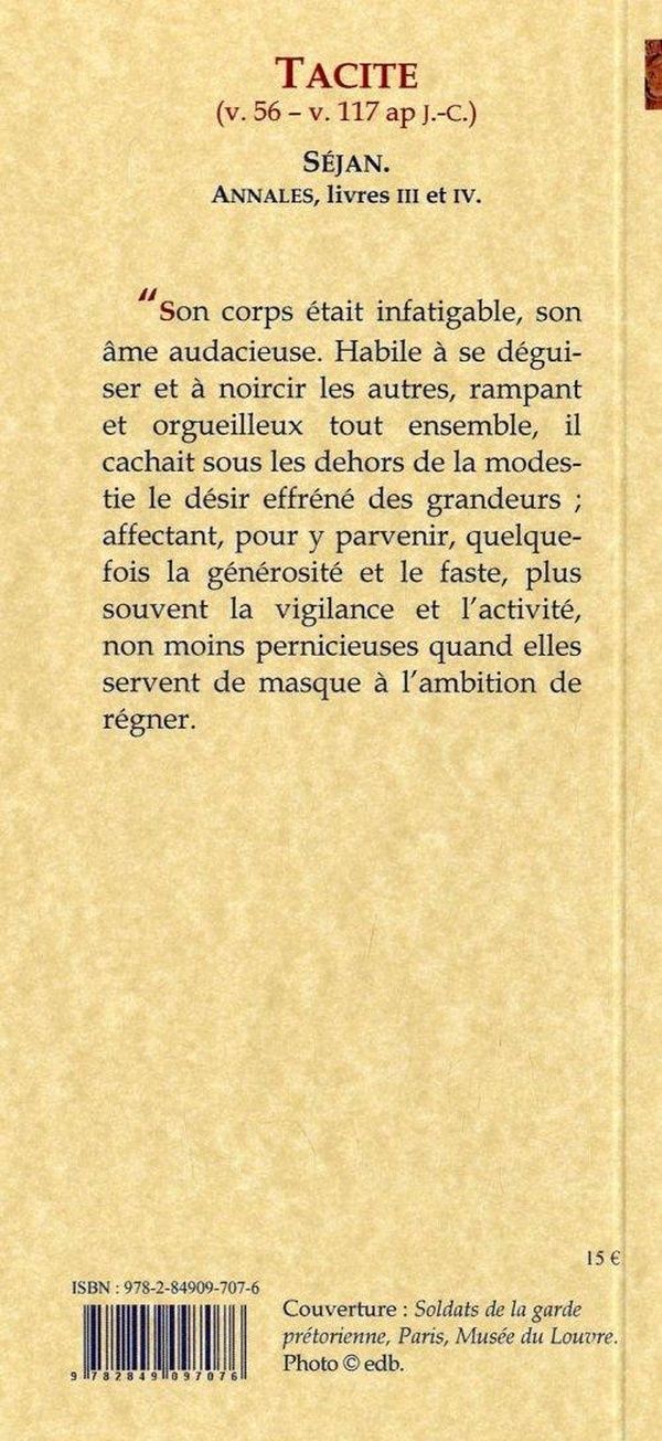 Quatrième de couverture de « SEJAN (ANNALES LIVRES 3 ET 4) »
