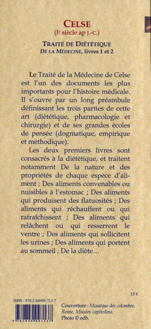 Quatrième de couverture de « DIETETIQUE (TRAITE DE MEDECINE, LIVRES 1 ET 2) »