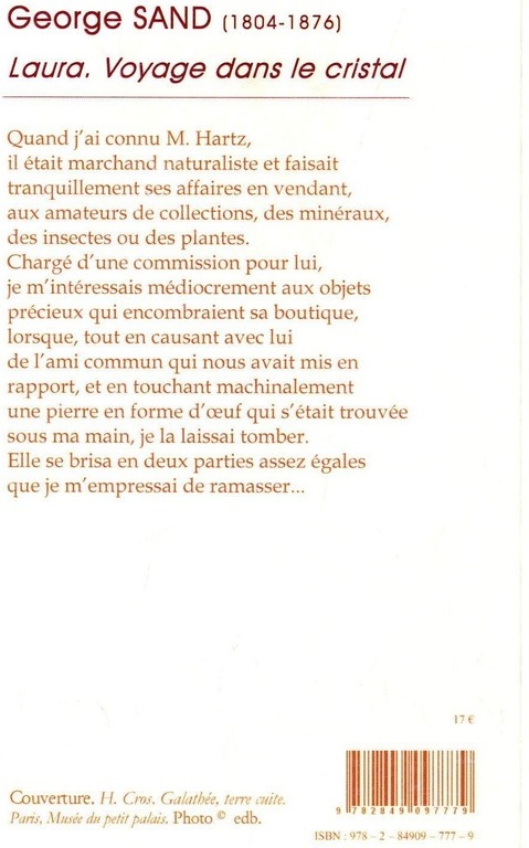 Quatrième de couverture de « Laura, voyage dans le cristal »