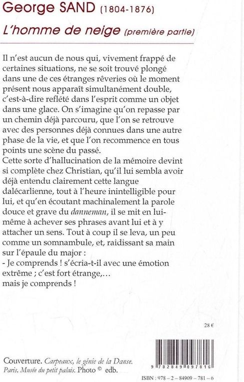 Quatrième de couverture de « L'homme de neige »