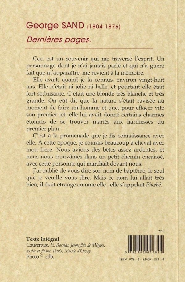 Quatrième de couverture de « Dernières pages »