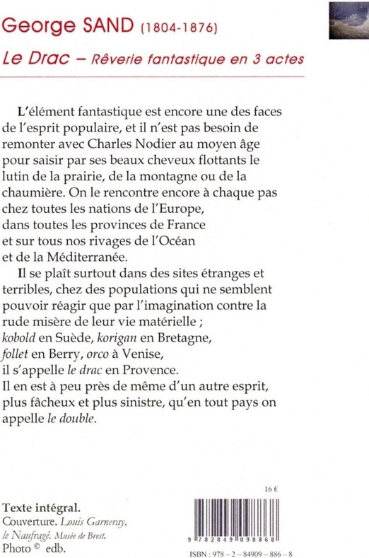 Quatrième de couverture de « Le théâtre de Nohant : rêverie fantastique en trois actes »