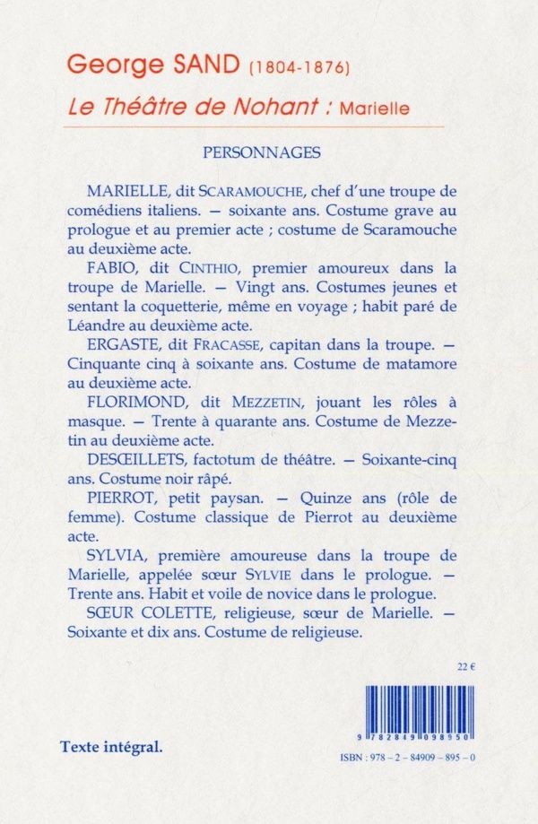 Quatrième de couverture de « Le théâtre de Nohant »