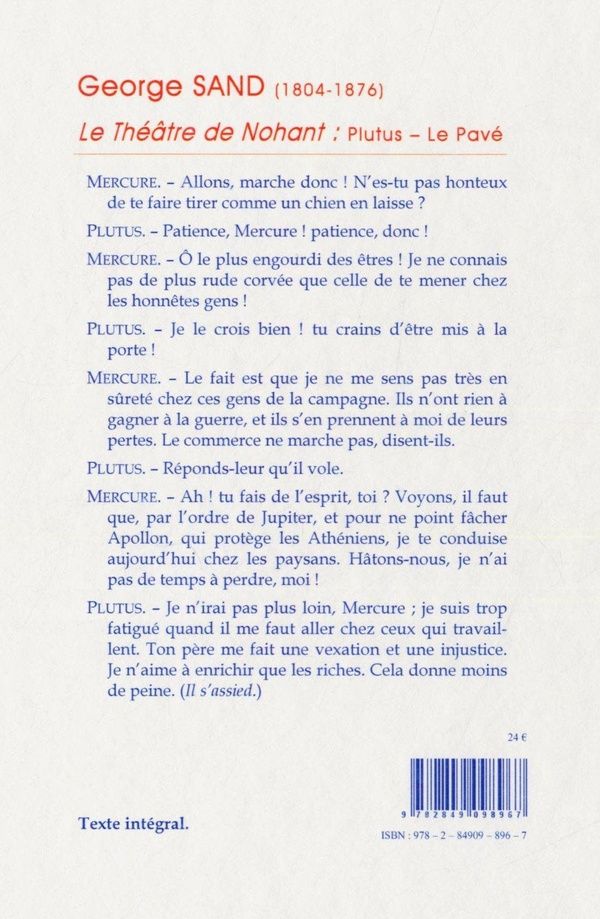 Quatrième de couverture de « Le théâtre de Nohant »