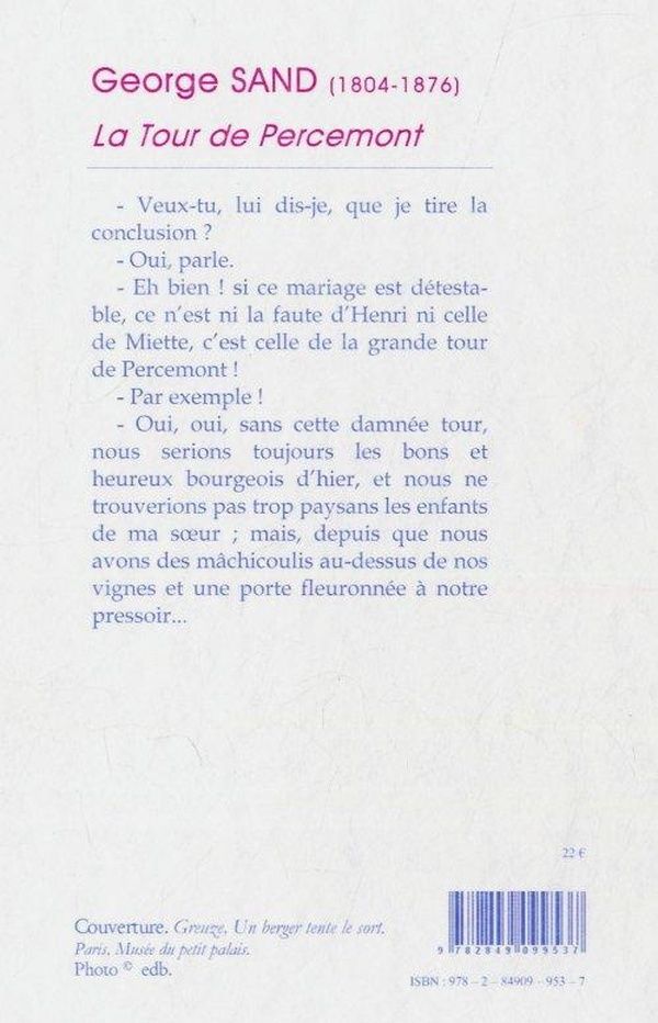 Quatrième de couverture de « La tour de Percemont »
