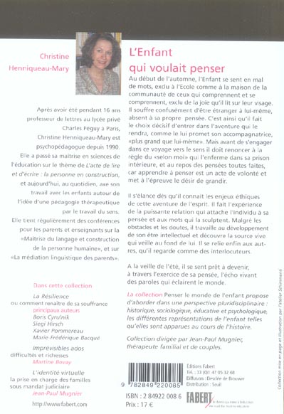 Quatrième de couverture de « L'ENFANT QUI VOULAIT PENSER »