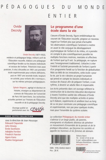 Quatrième de couverture de « Le programme d'une école dans la vie »