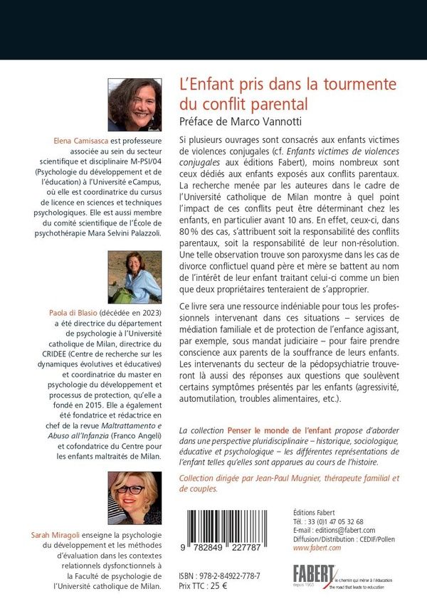 Quatrième de couverture de « L'enfant pris dans la tourmente du conflit parental »