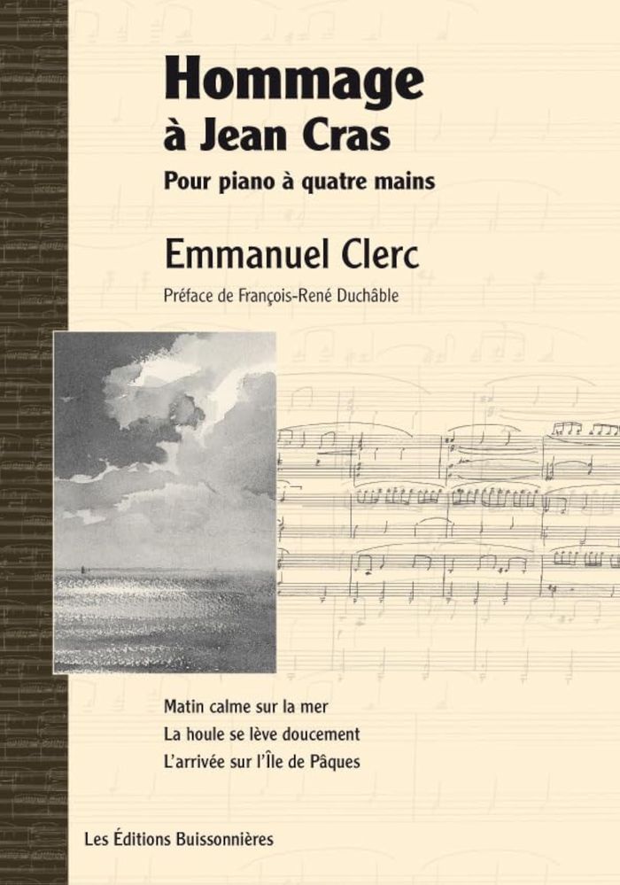 Couverture du livre « HOMMAGE A JEAN CRAS POUR PIANO A 4 MAINS - PARTITIONS » de Emmanuel Clerc, librairie Les Contes Infusés à Corte