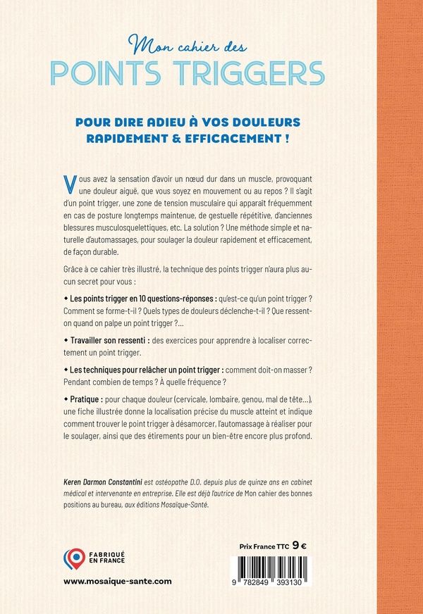 Quatrième de couverture de « Points Trigger : pour dire adieux à vos douleurs rapidement et efficacement »