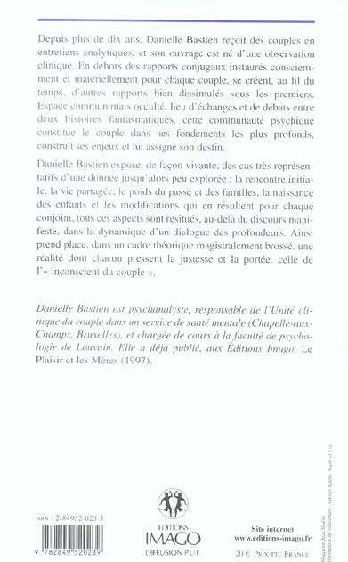 Quatrième de couverture de « COUPLE OU LE DIALOGUE INCONSCIENT (LE) »