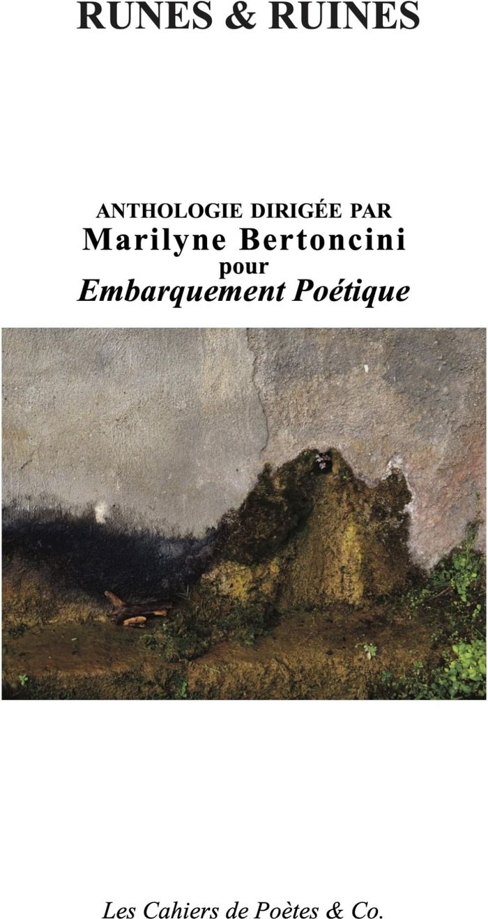 Couverture du livre « Runes & ruines » de anthologie 2025 dirigée par Marilyne Bertoncini, librairie Les Contes Infusés à Corte