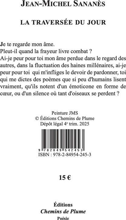 Quatrième de couverture de « La traversée du jour »