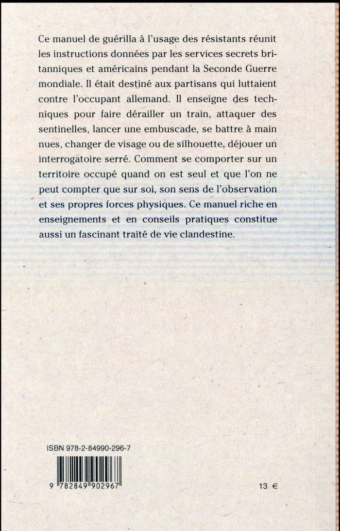 Quatrième de couverture de « MANUEL DE RESISTANCE »