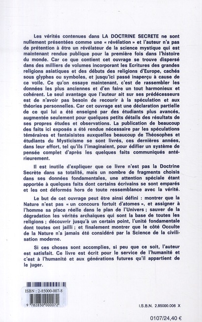 Quatrième de couverture de « DOCTRINE SECRETE - T.5 MISCELLANEES »