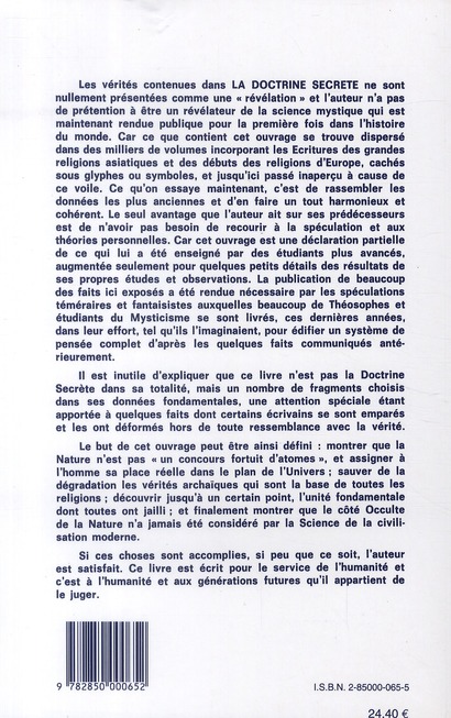 Quatrième de couverture de « DOCTRINE SECRETE - T.2 EVOL. SYMBOLISME »