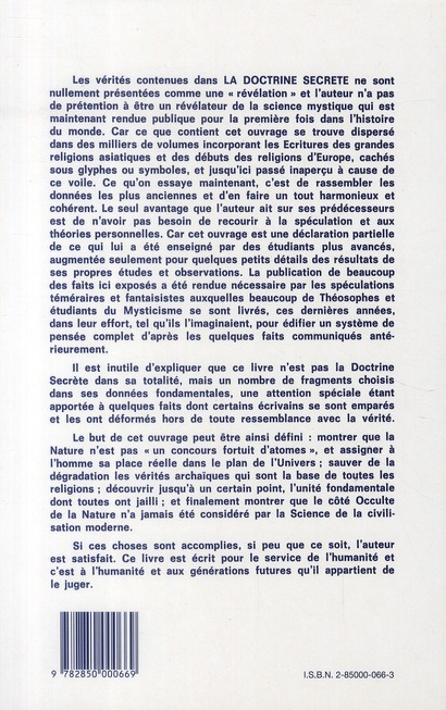 Quatrième de couverture de « DOCTRINE SECRETE - T.6 MISCELLANEES »