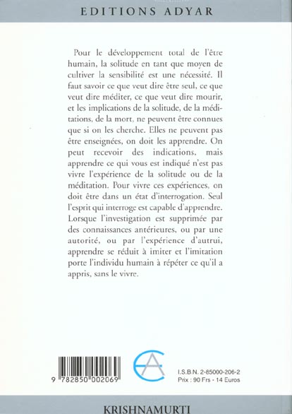 Quatrième de couverture de « FACE A LA VIE »