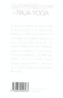 Quatrième de couverture de « COURS SIMPLIFIE ET PRATIQUE DE RAJA YOGA »