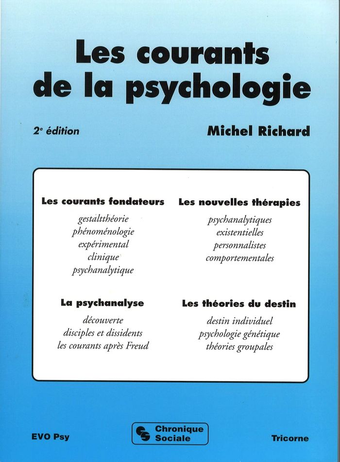 Couverture du livre « LES COURANTS DE LA PSYCHOLOGIE - 2EME EDITION » de Xxx, librairie Les Contes Infusés à Corte