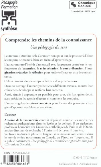Quatrième de couverture de « COMPRENDRE LES CHEMINS DE LA CONNAISSANCE »