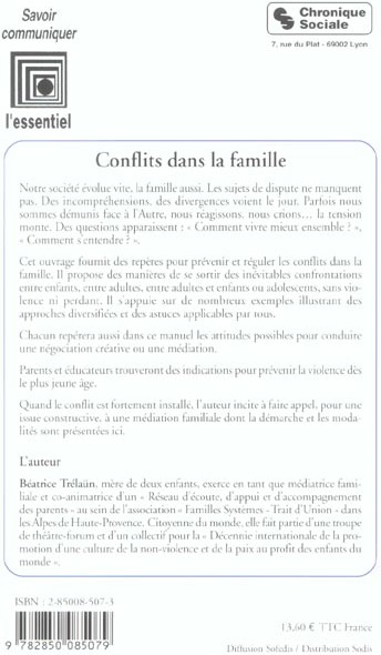 Quatrième de couverture de « CONFLITS DANS LA FAMILLE »