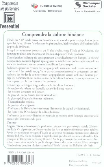 Quatrième de couverture de « COMPRENDRE LA CULTURE HINDOUE »