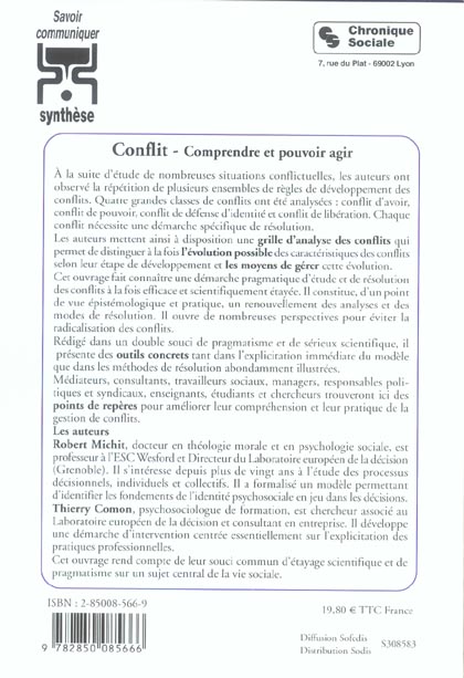 Quatrième de couverture de « CONFLITS COMPRENDRE ET POUVOIR AGIR »
