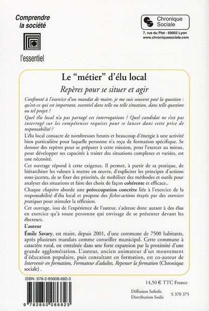 Quatrième de couverture de « METIER D'ELU LOCAL (LE) »