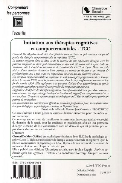 Quatrième de couverture de « INITIATION AUX THERAPIES COGNITIVES ET COMPORTEMENTALES »