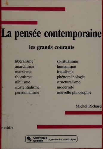 Couverture du livre « PENSEE CONTEMPORAINE » de Michel Richard, librairie Les Contes Infusés à Corte