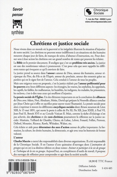 Quatrième de couverture de « CHRETIENS ET JUSTICE SOCIALE »