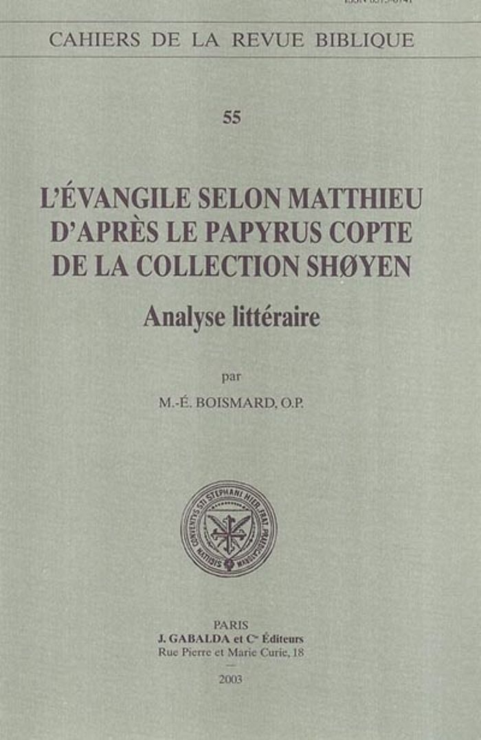 Couverture du livre « L'EVANGILE SELON MATTHIEU D'APRES LE PAPYRUS COPTE DE LA COLLECTION SCHOYEN - ANALYSE LITTERAIRE », librairie Les Contes Infusés à Corte