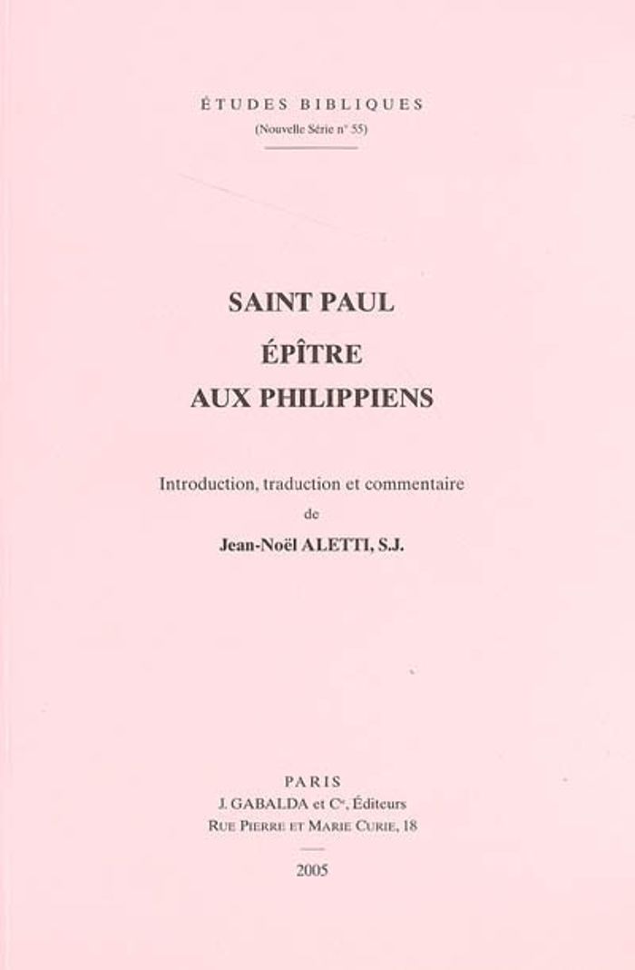 Couverture du livre « SAINT PAUL. EPITRE AUX PHILIPPIENS » de Aletti J.-N., librairie Les Contes Infusés à Corte