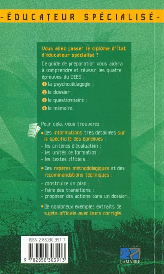 Quatrième de couverture de « GUIDE DE PREPA AU DEES »