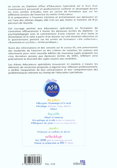 Quatrième de couverture de « LE DEES SUJETS DES EPREUVES ECRITES »
