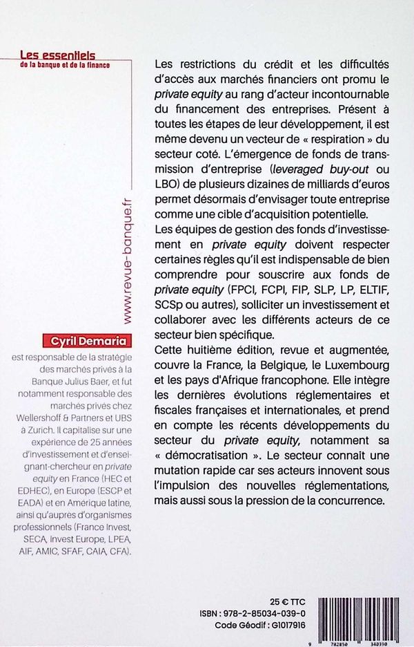 Quatrième de couverture de « Introduction au private equity : les bases du capital-investissement »