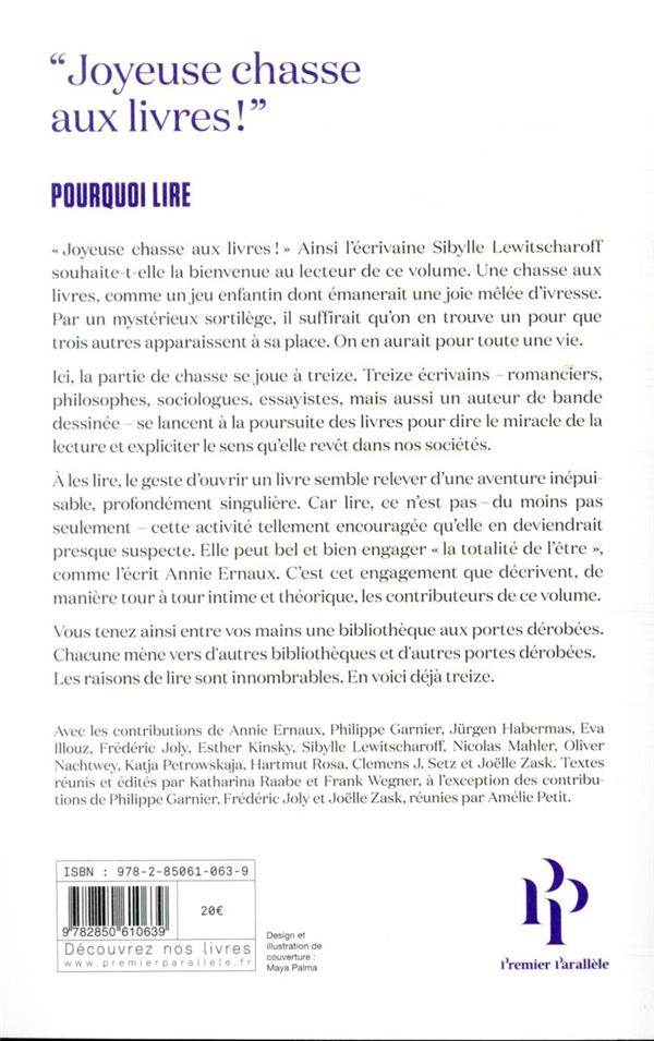 Quatrième de couverture de « Pourquoi lire : 13 bonnes raisons (au moins) »