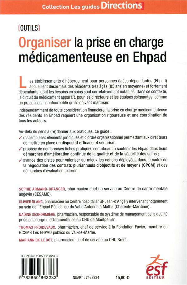 Quatrième de couverture de « ORGANISER LA PRISE EN CHARGE MEDICAMENTEUSE EN EHPAD »