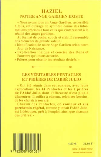 Quatrième de couverture de « PRIERES MERVEILLEUSES PAR L'ABBE JULIO »