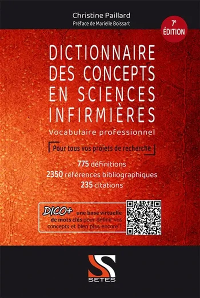 Couverture du livre « Dictionnaire des concepts en sciences infirmières : vocabulaire professionnel de la relation soignant-soigné » de Christine Paillard, librairie Les Contes Infusés à Corte