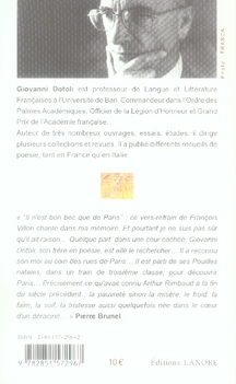 Quatrième de couverture de « PARIS EN QUATRAINS - ALCHIMIES POETIQUES »