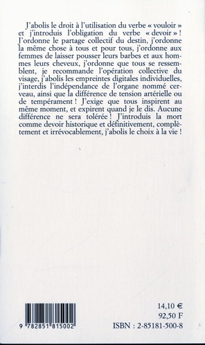 Quatrième de couverture de « SUPERMARCHE / LA CHUTE »