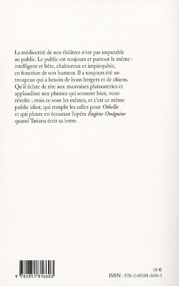 Quatrième de couverture de « TOUT CE QUE TCHEKHOV A VOULU DIRE SUR LE THEATRE »