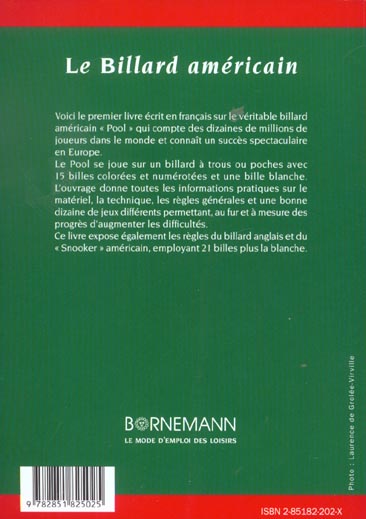 Quatrième de couverture de « LE BILLARD AMERICAIN »